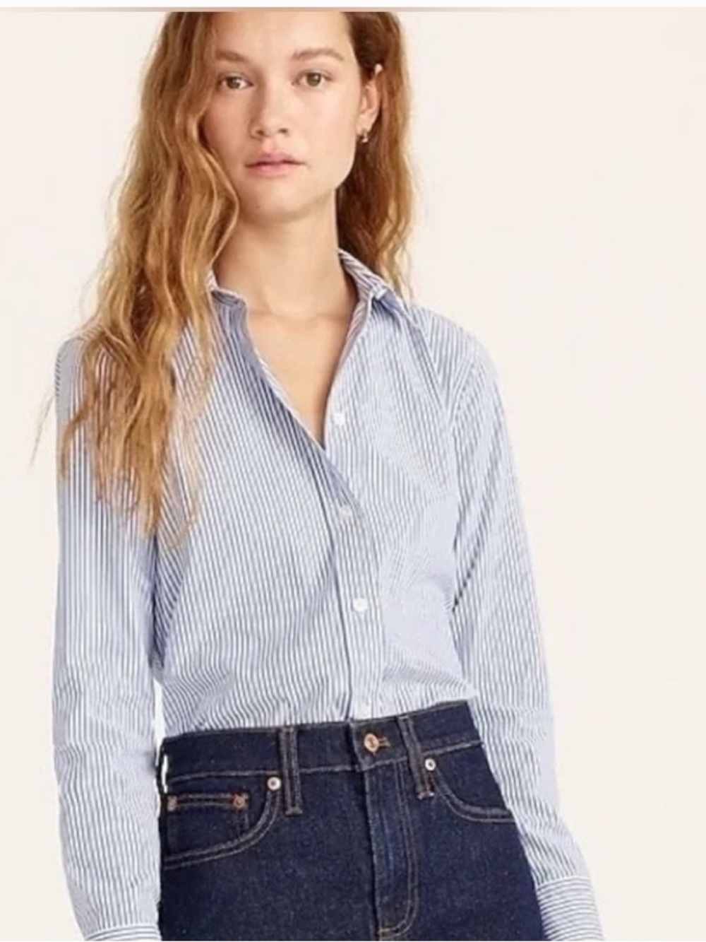 J.Crew Haberdashery Blue White Stripe Button Down Shirt Size M